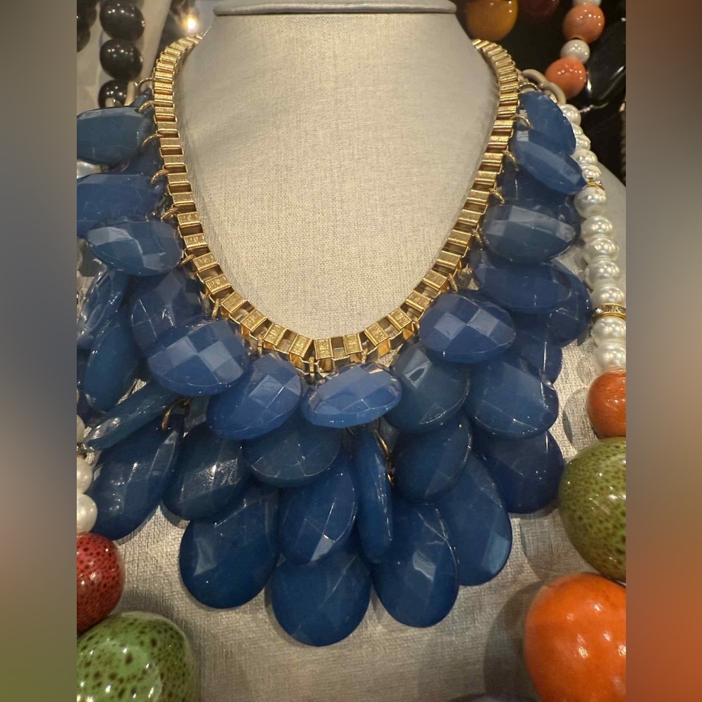 Statement Blue and Gold Necklace